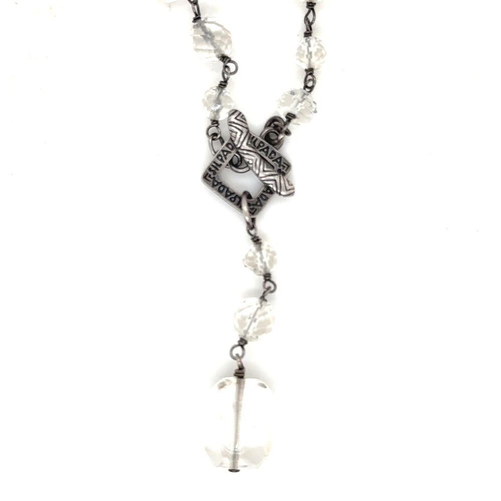Silpada Sterling Silver Faceted Clear Quartz Long Toggle Necklace 35 Inch